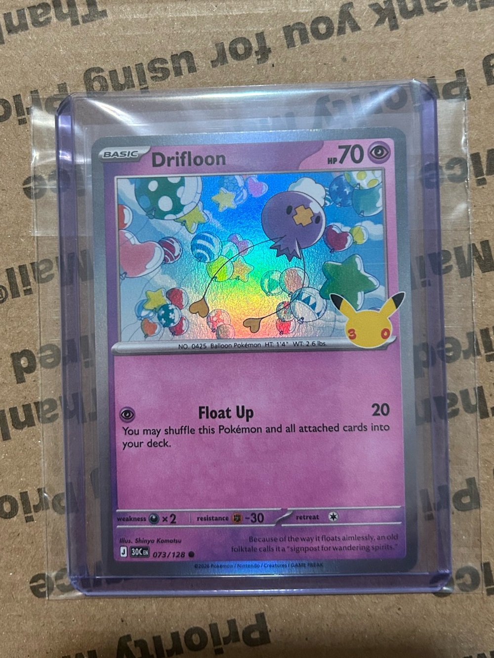 Holo Drifloon Card No. 073/128 • 30th Celebration Pokemon TCG